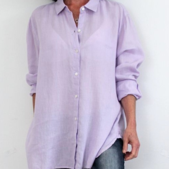 J Jill Lavender Linen Blouse | Poshmark